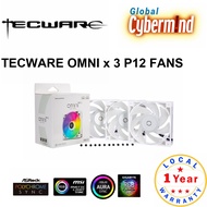 Tecware Omni x 3 P12 Fans WHITE, 4 pin PWM + 3 pin ARGB, 1800 rpm  (Brought to you by Global Cybermind)