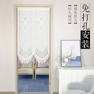 Punch-free Door Curtain Japan Lace Cloth Curtain Bedroom Living Room Kitchen Partition Curtain Hanging Curtain Covering Japanese Half Curtain Hallway