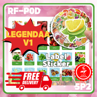 【V4P3 DRAGON】DESIGN 5P2 LEGENDAA V1 RE-P0D CARTOON FRUIT STICKERS 2.5CM - 8.5CM DISPOSABLE LABELS ST