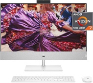 BRAND NEW: HP Pavilion 27” All-in-One Desktop, AMD Ryzen 7 5700U, 16 GB RAM, 256 GB SSD &amp; 1 TB Hard Drive, Full HD Touchscreen, Windows 11 Home, 5 USB Ports, 5MP Pop-up Camera, Keyboard &amp; Mouse (27-ca0070, 2021)