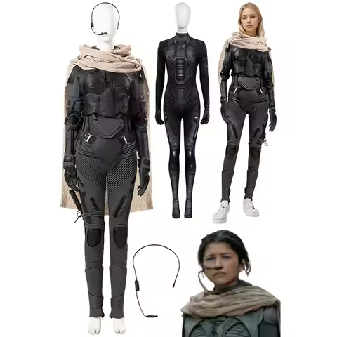 Chani Cosplay Fantasy Cloak Costume Movie Dune 2 Roleplay Women Outfits Jumpsuit Gloves Set Female H