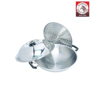 Zebra 5 Ply Stainless Steel Chinese Wok with Lid and Steamer 42cm