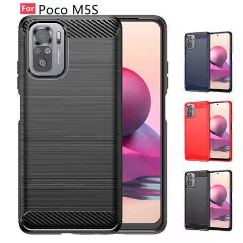 For Poco M5S Case Cover Xiaomi Poco M5S Capas New Carbon Fiber Shockproof Soft TPU Cover Poco F3 X3 