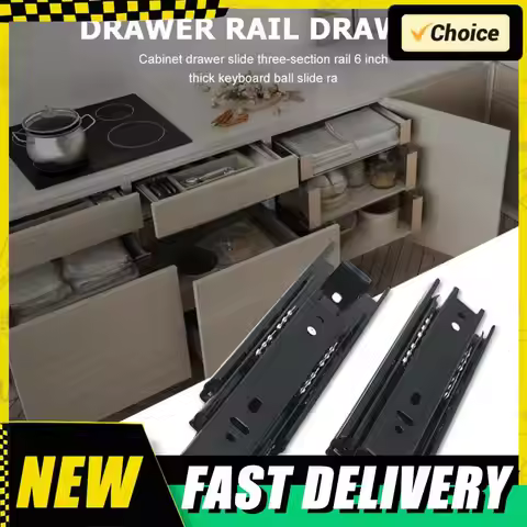 2Pcs Drawer Slides 6 Inch Side Mount Telescopic Drawer Rail 3 Section Mounting Drawer Runners Slider