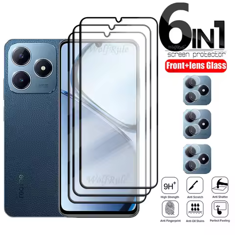 6-in-1 For OPPO Realme C63 Glass For Realme C63 C 63 Tempered Glass Full Cover Glue Screen Protector