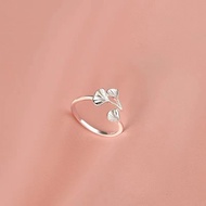 Sterl Sterling Silver Sansheng Have Luck Ginkgo Leaf Ring Niche Design Literary Fresh Student Girlfr