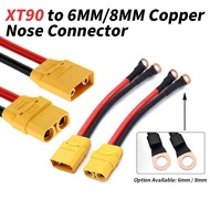 XT90 to 6MM/8MM Copper Nose Connector Cable XT 90 Plug to O Terminal Line 10AWG Aircraft Model Lithi