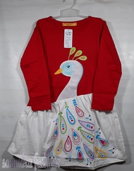 Dress Bayi Balita Anak TK Perempuan Cewek Baju Rok Terusan Lengan Panjang Pendek Bordir Merak
