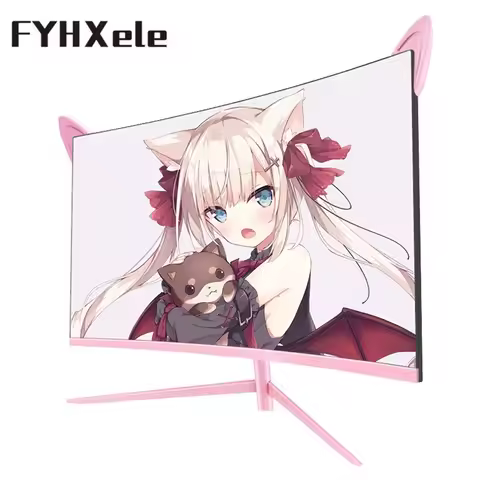 27inch Curved Pink Monitor QHD 165hz 1800R Gaming Display HDR10 Free-Sync Desktop Screen 1ms GTG Wit