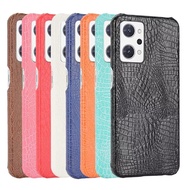 Hard Phone Cover For OPPO Reno 7A Reno7A Crocodile Pattern PU Leather Shell Case