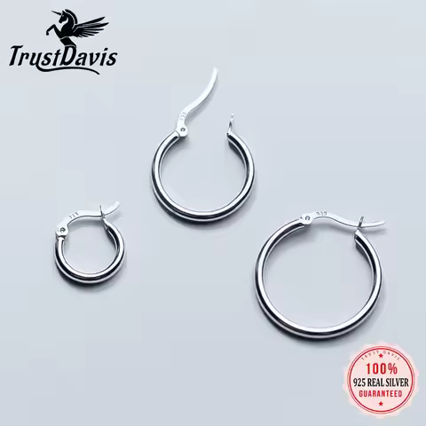 Trusta 100% 925 Solid Sterling Silver Unique Shaped Piercing Huggie Hoop Earring For Women Sterling 