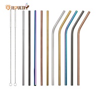 Reusable Metal Drinking Straws / Straight &amp; Bent Straws / High Quality 304 Stainless Steel Washable Metal Straw / with Cleaner Brushes