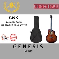 A&K 36" ACOUSTIC GUITAR | SOLID TOP | MAHOGANY BACK | AK-550CEQ MINI R