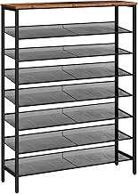HOOBRO 8-Tier Shoe Rack, Large Capacity Shoe Shelf, Stable and Sturdy, Shoe Storage Organizer with Flat &amp; Slant Adjustable Metal Shelves, for 32-40 Pairs of Shoes, Space Saver, Sturdy BF118XJ01