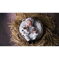 Newborn cow jumper, newborn cow costume, newborn photo props