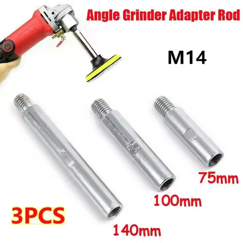 3Pcs M14 Angle Grinder Extension Shaft Connecting Rod Thread Extension Rod 75mm 100mm 140mm Angle Gr
