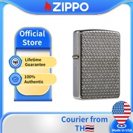 Zippo Windproof Armor Pocket Lighter With Engraved Hexagon Design 49021 (ไม่มีเชื้อเพลิงภายใน โปรดซื