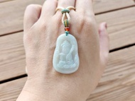 【親翠】冰晴普賢菩薩吊墜・寬版溫潤感・天然翡翠項鍊・JA-00080