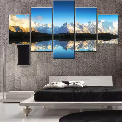 Canvas Art 5 Wall 5 Pieces Canvas Wall Art Poster Painting Nature Mont Blanc Massif Alps Mountains W