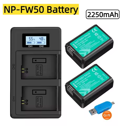 NP-FW50 NP FW50 NPFW50 NP FW50 7.4V 2000mAh Camera Battery for Sony Alpha A6500 A6300 A6000 / USB Du