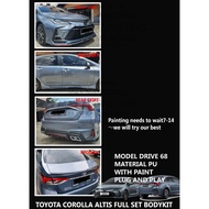 TOYOTA COROLLA ALTIS '2020 FULL SET BODYKIT PU FRONT SKIRT/SIDE SKIRT/SPOILER MODEL DRIVE 68 WITH PAINT