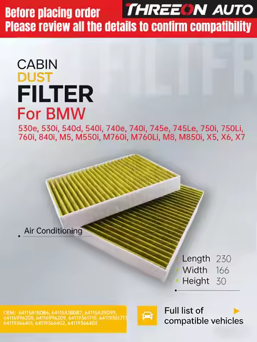 For BMW 5 G30 G31 F90 BMW 6 G32 BMW 7 Activated Carbon Air Cabin Filter G11 G12 X5 G05 F95 X6 G06 F9