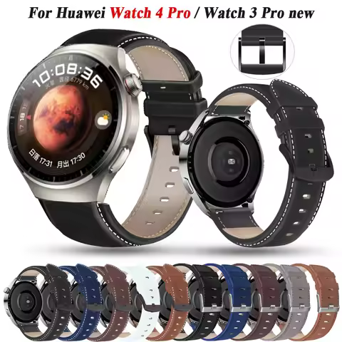 Watch4 22mm Leather Sport Strap For Huawei Watch 4 Pro GT 2 GT3 SE 46mm Smartwatch Band Bracelet Hua