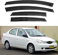 Window Visor Compatible with Toyota Echo Sedan 2000-2005, Rain Guard Tape-On Extra Durable Sun Wind 
