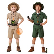 Children Jungle Explorer Costume Boys Girls Outdoor Equipment safari kids Animal Administrator Costu
