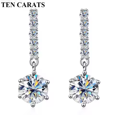 TEN CARATS 1CT D-color Moissanite diamond earrings for women, 100%S925 sterling silver wedding fashi