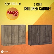 Qatella 5 Doors Almari pakaian kanak-kanak/5 pintu children wardrobe cabinet Oxford almari baju budak ikea kayu pakaian