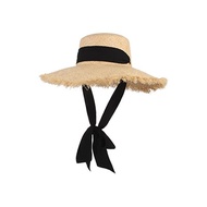Gemby Ladies Hat Sun Visor Ribbon Chin Chin Steamed Straw Hat UV Cut Summer Stylish