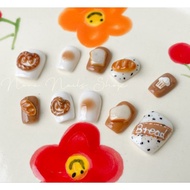 Press ON NAILS CUTE BREAD FAKE NAILS CUTE CHOCOLATE BREAD FAKE NAILS