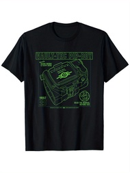 Fallout Vault-Tec Pip-Boy Graphic Tee 100% Cotton Crew Neck T-Shirt Casual Short Sleeve Knit Fabric 