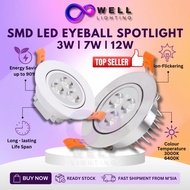 LED Eyeball 3W 7W 12W LED Recessed Eye ball Spotlight Round LED Downlight Spot light Lampu Siling Ce