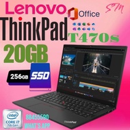 20GB RAM Fast sp Lenovo Thinkpad T470s 256 SSD Corei7 7th gen windows 11 pro Ms office business laptop 3 month warranty