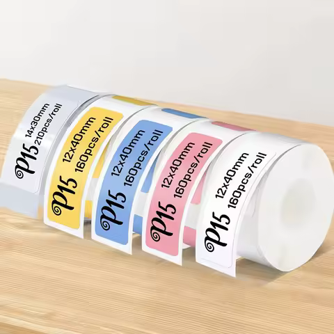 P15 Paper Roll 15x40 thermal sticker 12x40 15x30 14x40 Thermal Printer Tape Transparent Label Paper 