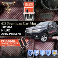 Top Carpet TOYOTA HILUX ( 2016 - 2025 ) 6D PU Leather Car Carpet VIP Car Mat Floor Mat Alas Kaki Kar