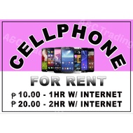 Cellphone For Rent Signage A4 Sized Laminated‎