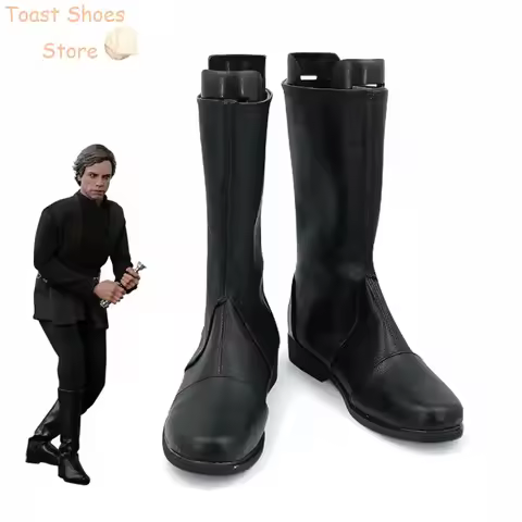 Luke Cosplay Shoes Halloween Carnival Boots Skywalker Cosplay Prop PU Leather Shoes Costume Prop