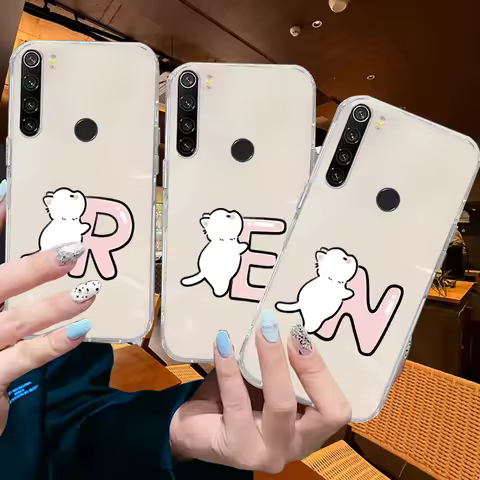 Cartoon Rabbit Lettesr For Redmi Note 8 Pro 8T 7S 7 Pro Phone Case Shockproof Silicone Alphabet Poco