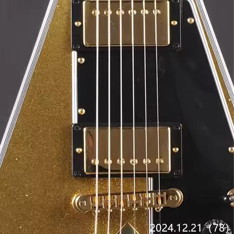 Custom Shop Gold Flying V Electric Guitar, Ebony Fingerboard, Fret Nibs, CTS Pots