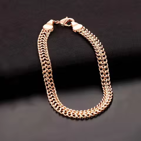 Women Bracelet Mens Chains 585 Rose Gold Color Jewelry