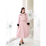 COD ONE SET ROK DAN Blazer Tweed Crop Wanita Elegan Korea Blazer | Jaket Wanita Korean Style Lengan
