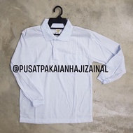 T-Shirt Putih Sekolah Kolar Tangan Panjang / Baju PJ / Baju Sukan