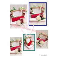 gubahan frame mas kahwin c/w bekas rantai tangan(rosegoldcreampink)limited flower
