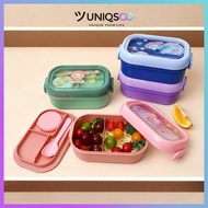 UNIQSOO Children's Lunch Box 2 Compartments 800ml BPA FREE Anti-Spill Set Spoon Sauce Lunch Box FH08