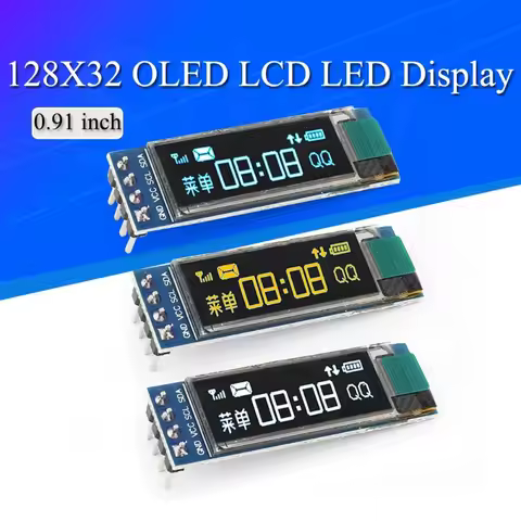 0.91 inch OLED module 0.91" white/Blue OLED 128X32 OLED LCD LED SSD1306 Display Module 0.91" IIC Com