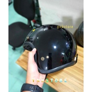 HITAM Zeus Retro ZS385C Solid Black Glossy Helmet | Zeus ZS-385C Plain Black Original