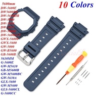 For  DW5600 GW5600 G-5600 GLX-5600 GW-M5610 Watch Strap Protective Bumper Case Resin Band Replacemen